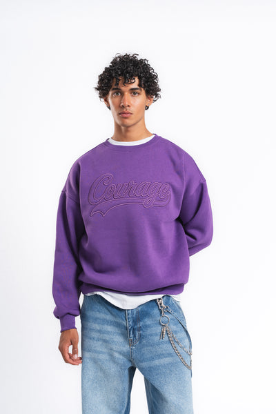 Couture Kabartma Logolu Sweatshirt Mor