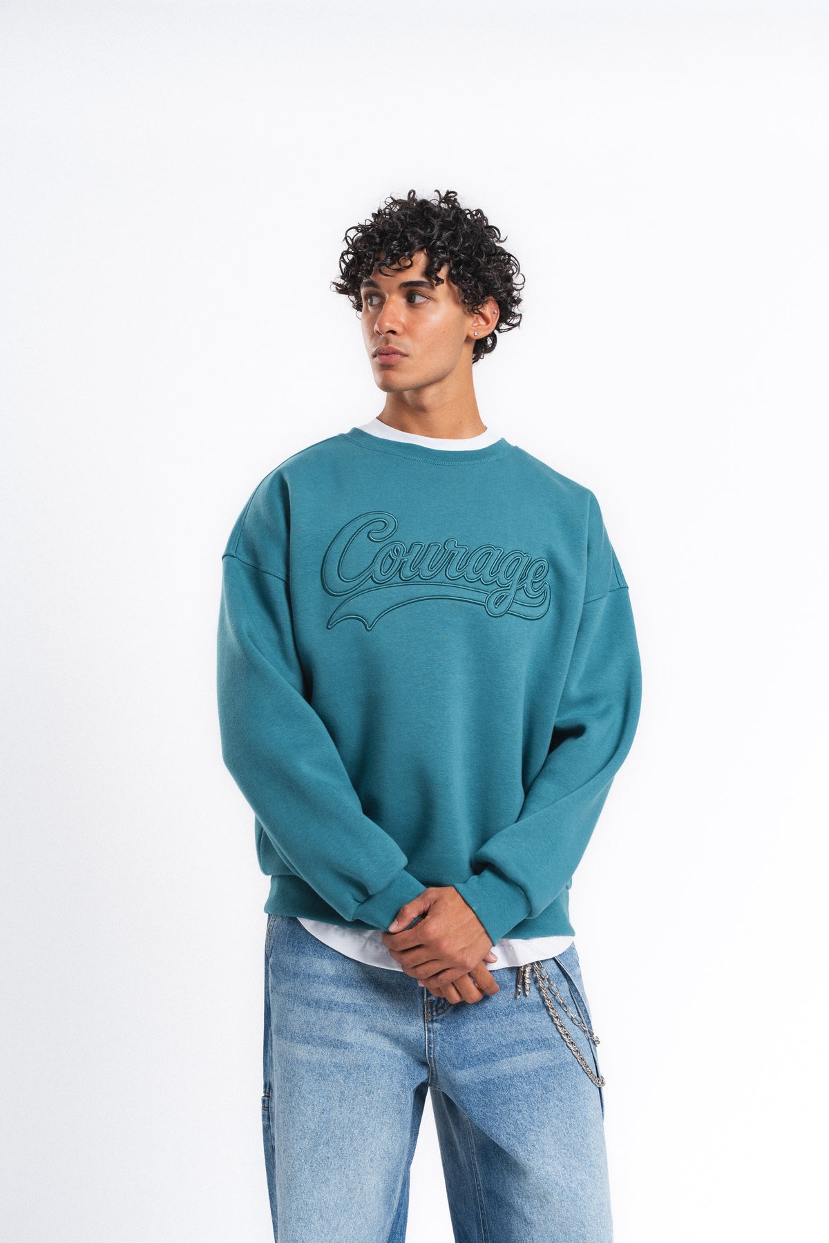 Couture Kabartma Logolu Sweatshirt Petrol