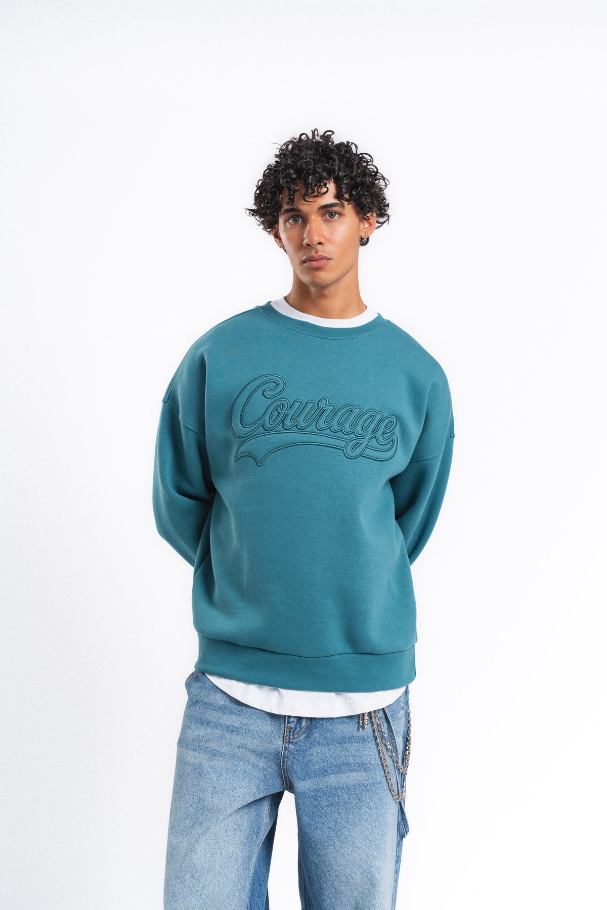 Couture Kabartma Logolu Sweatshirt Petrol