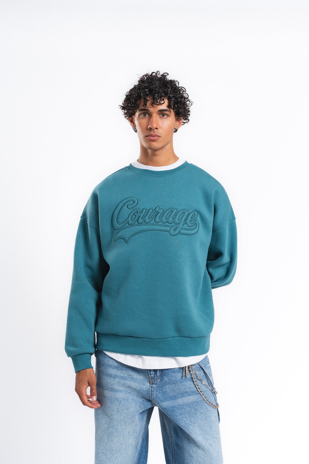 Couture Kabartma Logolu Sweatshirt Petrol