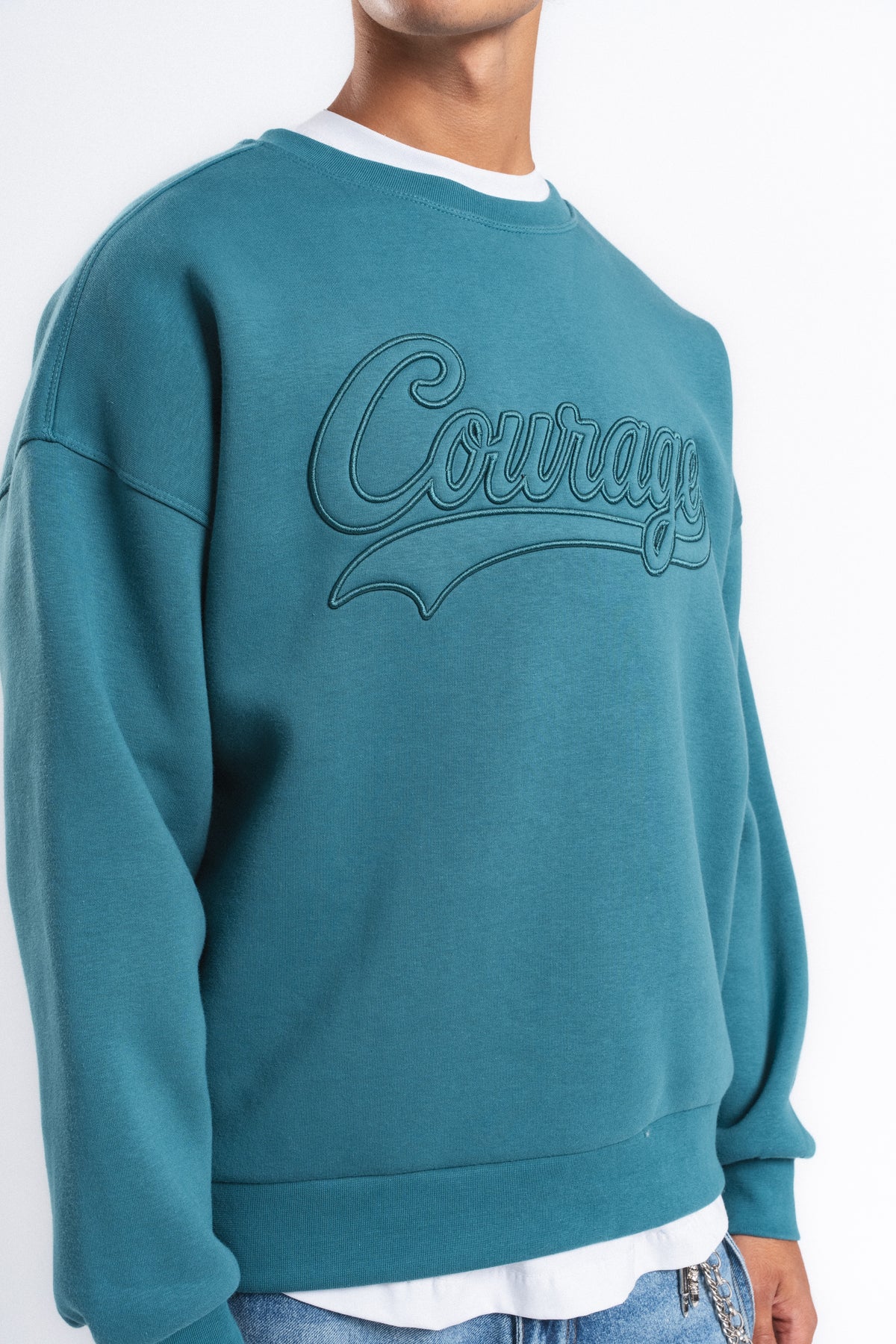 Couture Kabartma Logolu Sweatshirt Petrol