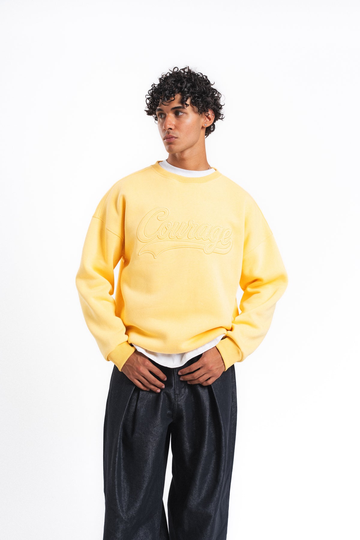 Couture Kabartma Logolu Sweatshirt - Sarı