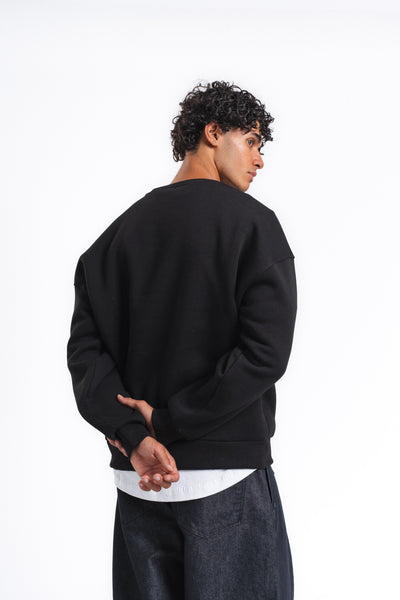 Couture Kabartma Logolu Sweatshirt Siyah
