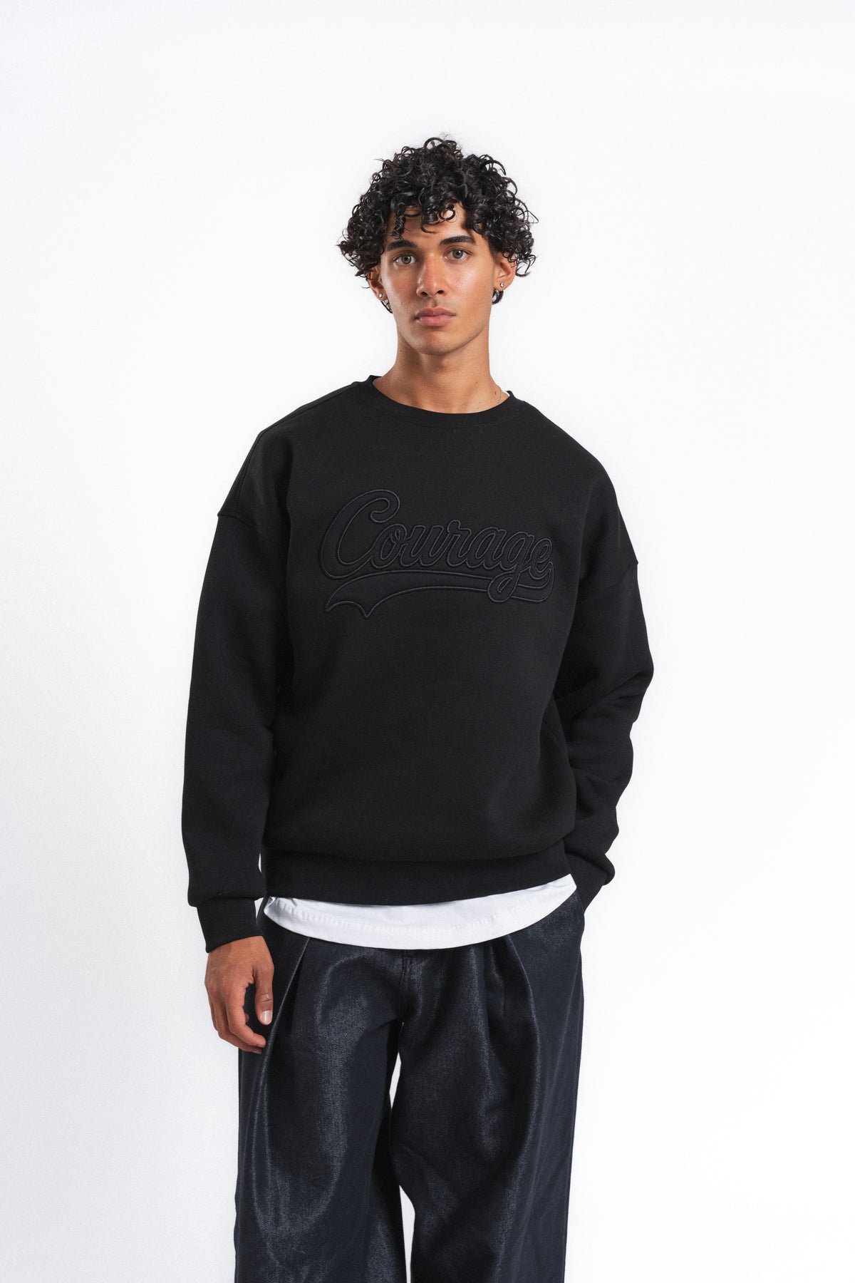Couture Kabartma Logolu Sweatshirt Siyah
