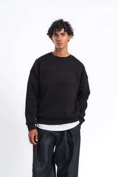 Couture Kabartma Logolu Sweatshirt Siyah