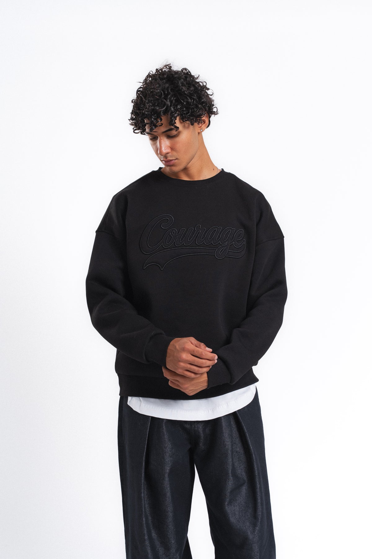 Couture Kabartma Logolu Sweatshirt Siyah