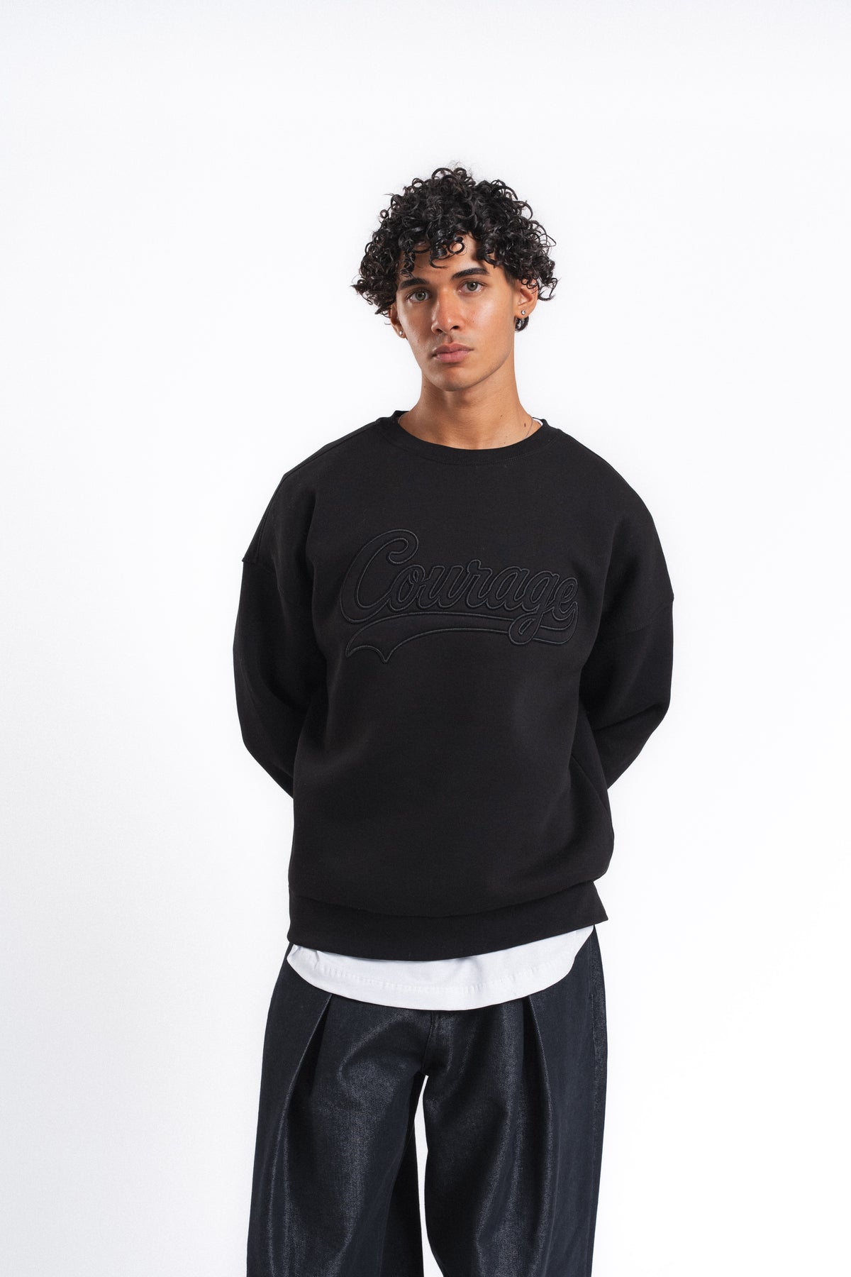Couture Kabartma Logolu Sweatshirt Siyah