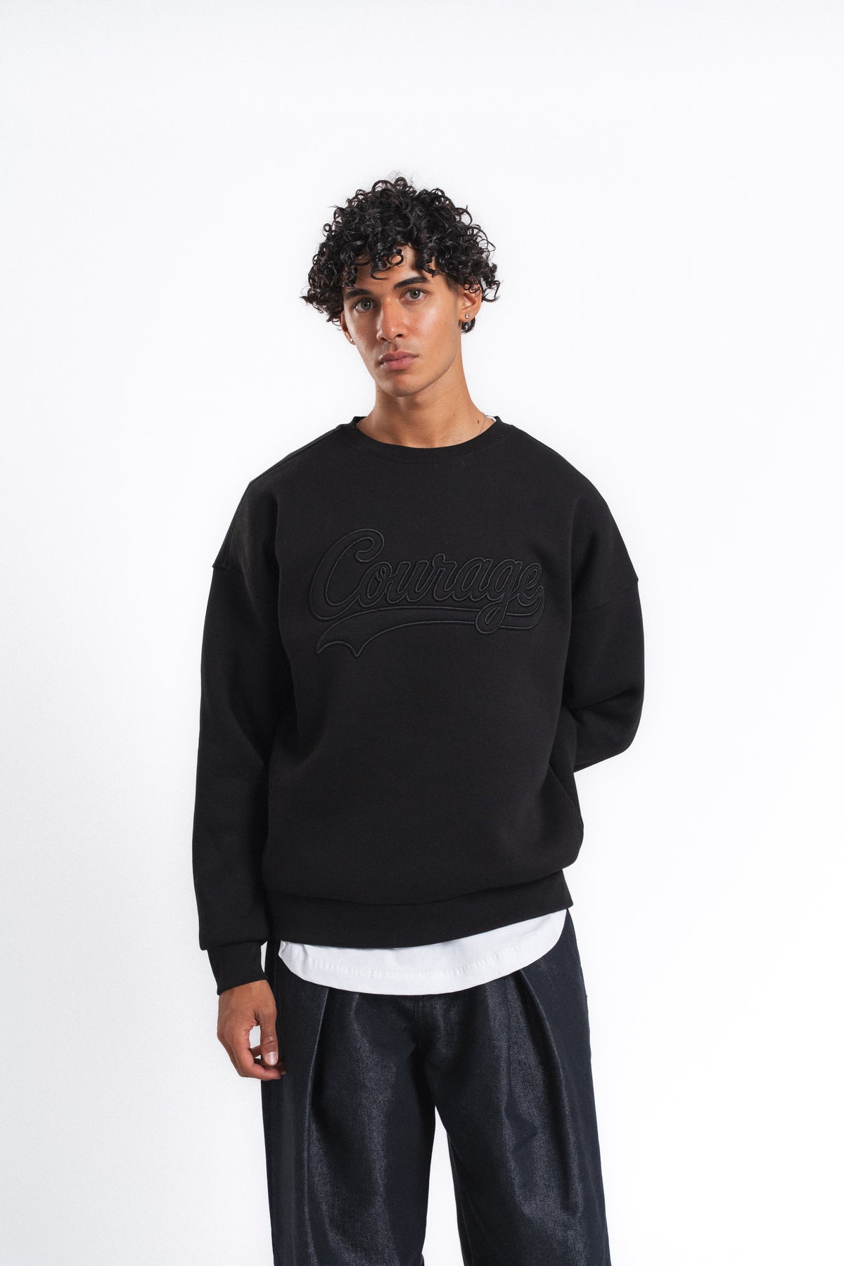 Couture Kabartma Logolu Sweatshirt Siyah