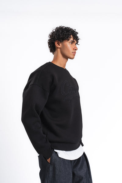 Couture Kabartma Logolu Sweatshirt Siyah