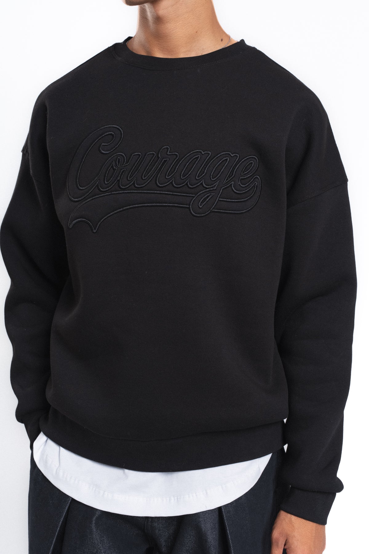 Couture Kabartma Logolu Sweatshirt Siyah