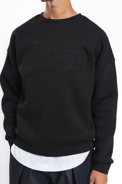 Couture Kabartma Logolu Sweatshirt Siyah