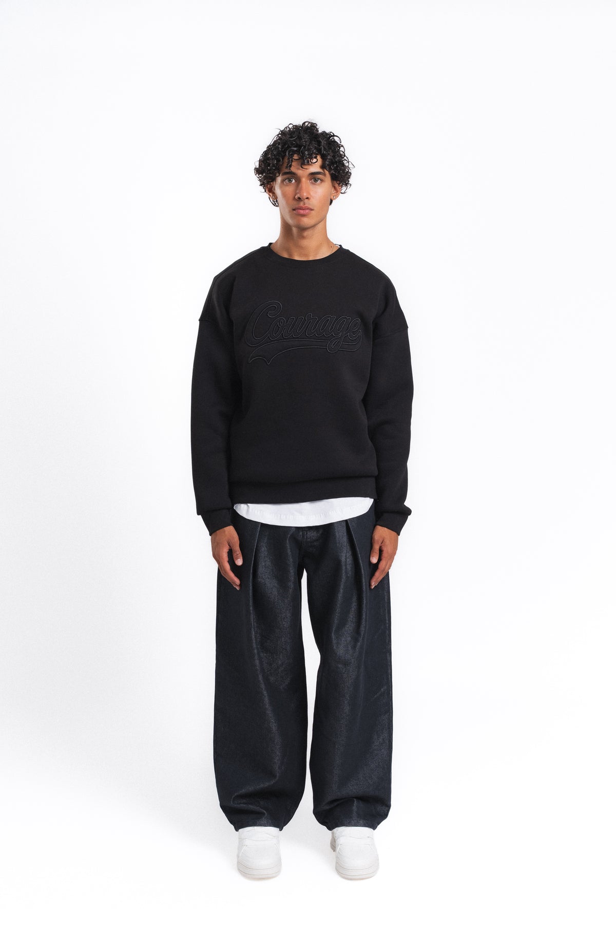 Couture Kabartma Logolu Sweatshirt Siyah