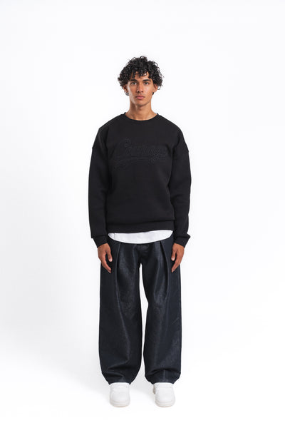 Couture Kabartma Logolu Sweatshirt Siyah