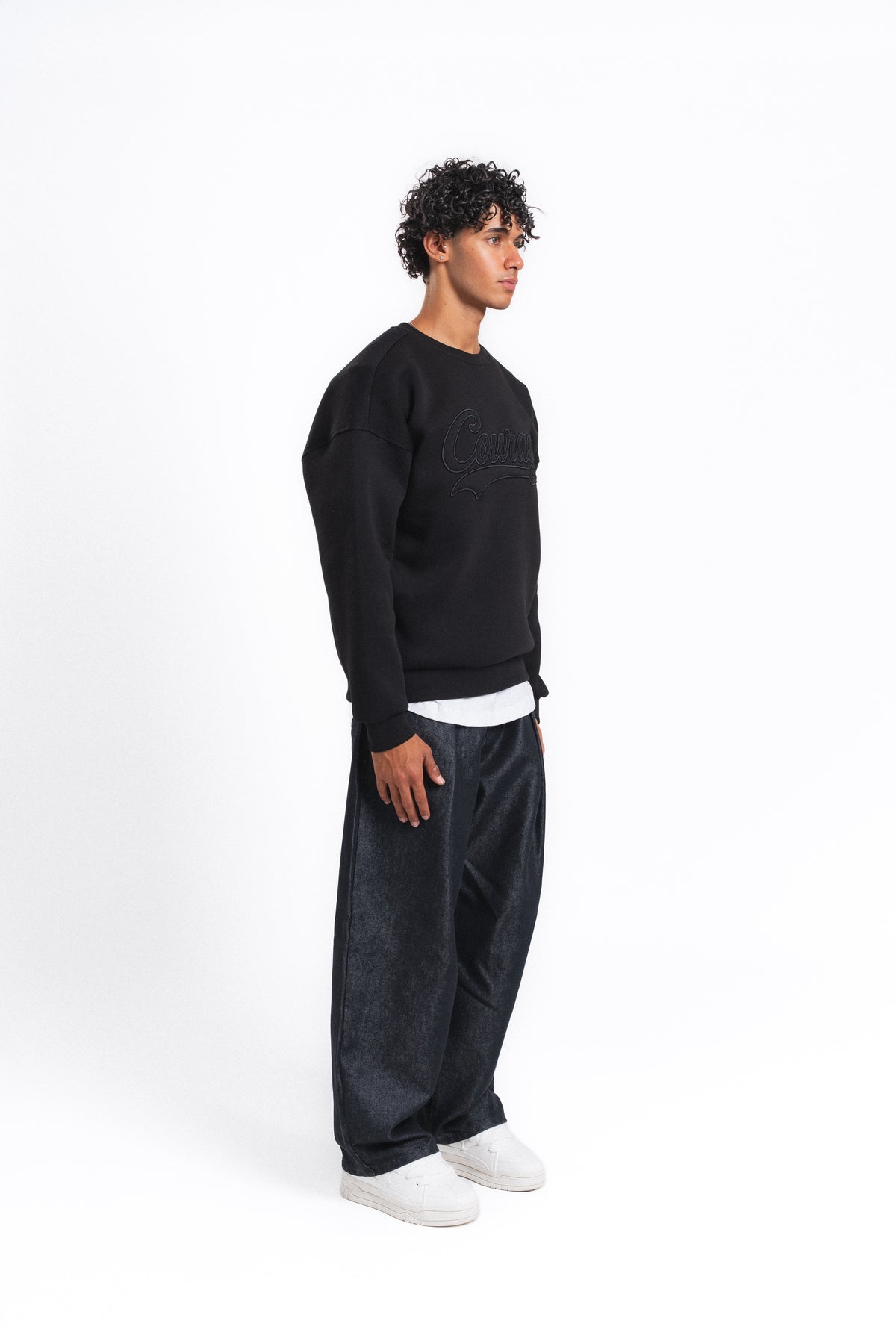 Couture Kabartma Logolu Sweatshirt Siyah