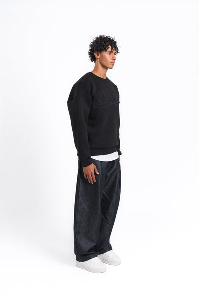 Couture Kabartma Logolu Sweatshirt Siyah