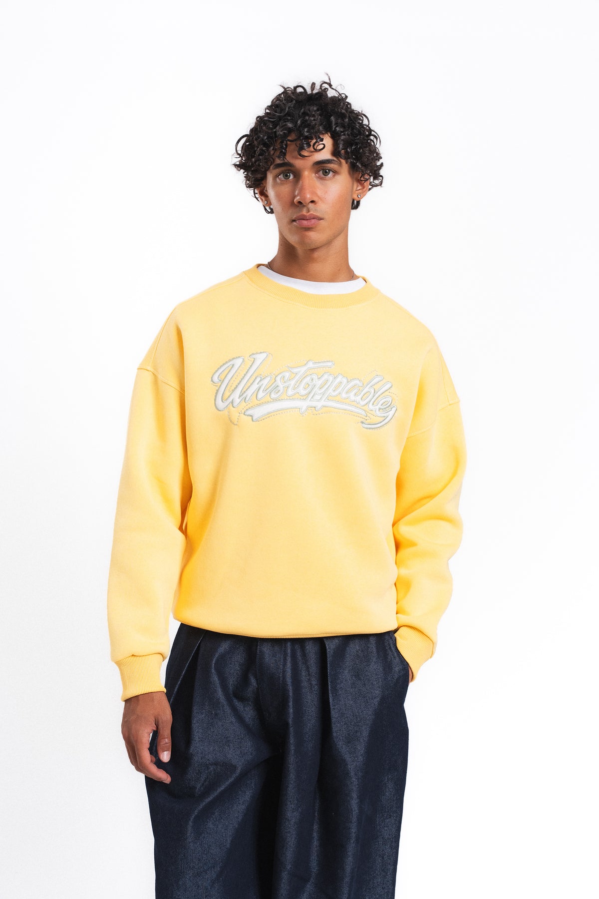 Unstoppable Logo Baskılı Sweatshirt Sarı