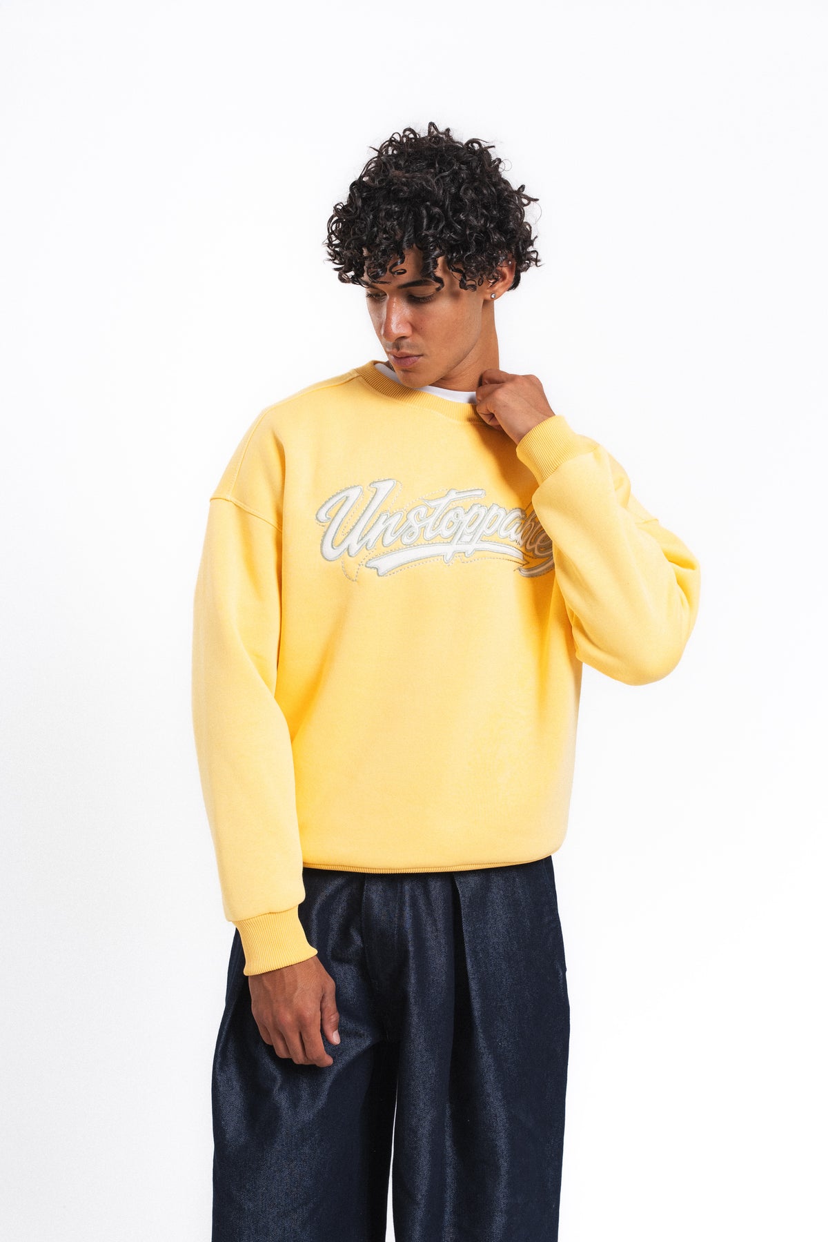 Unstoppable Logo Baskılı Sweatshirt Sarı