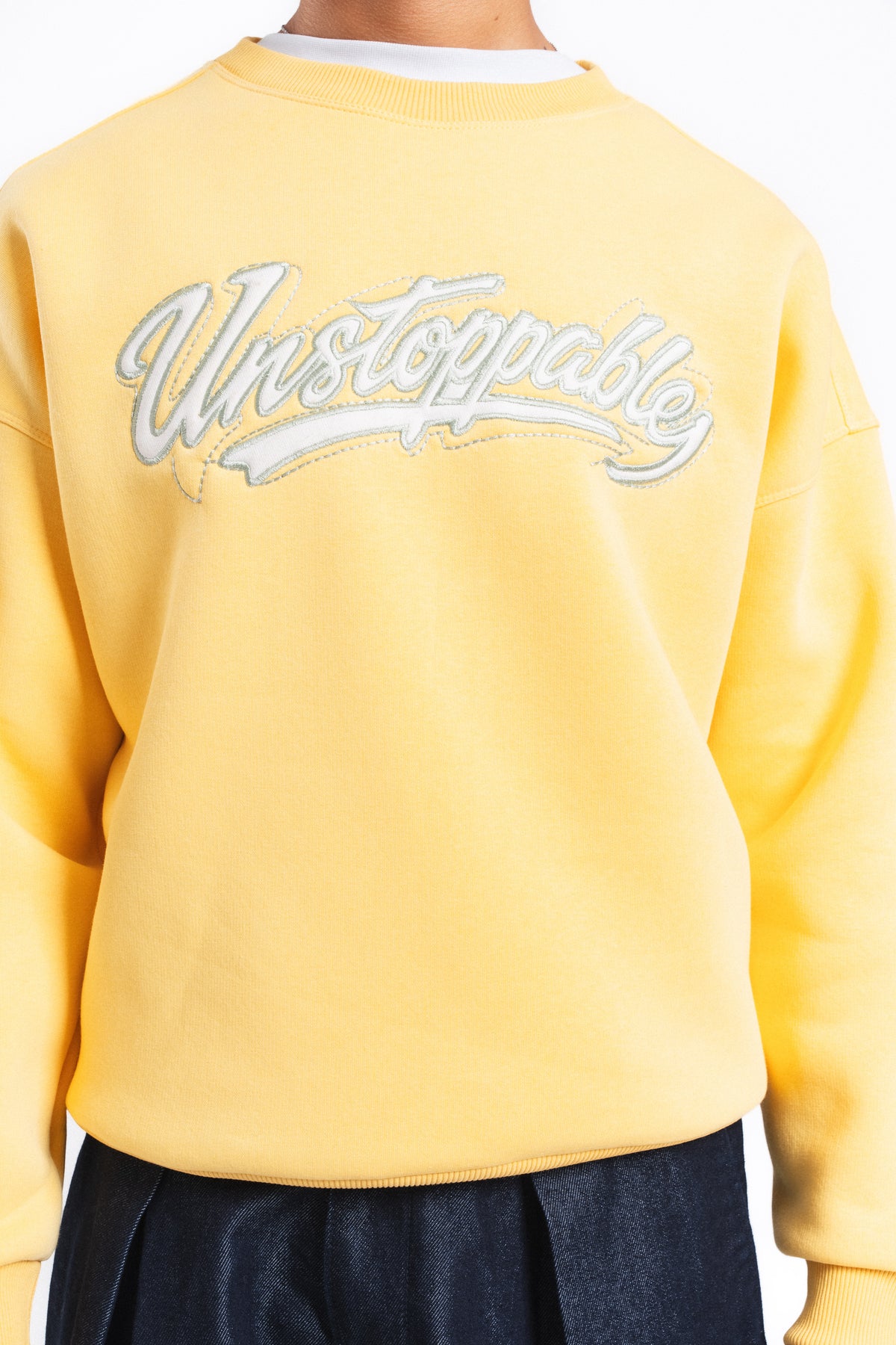 Unstoppable Logo Baskılı Sweatshirt Sarı