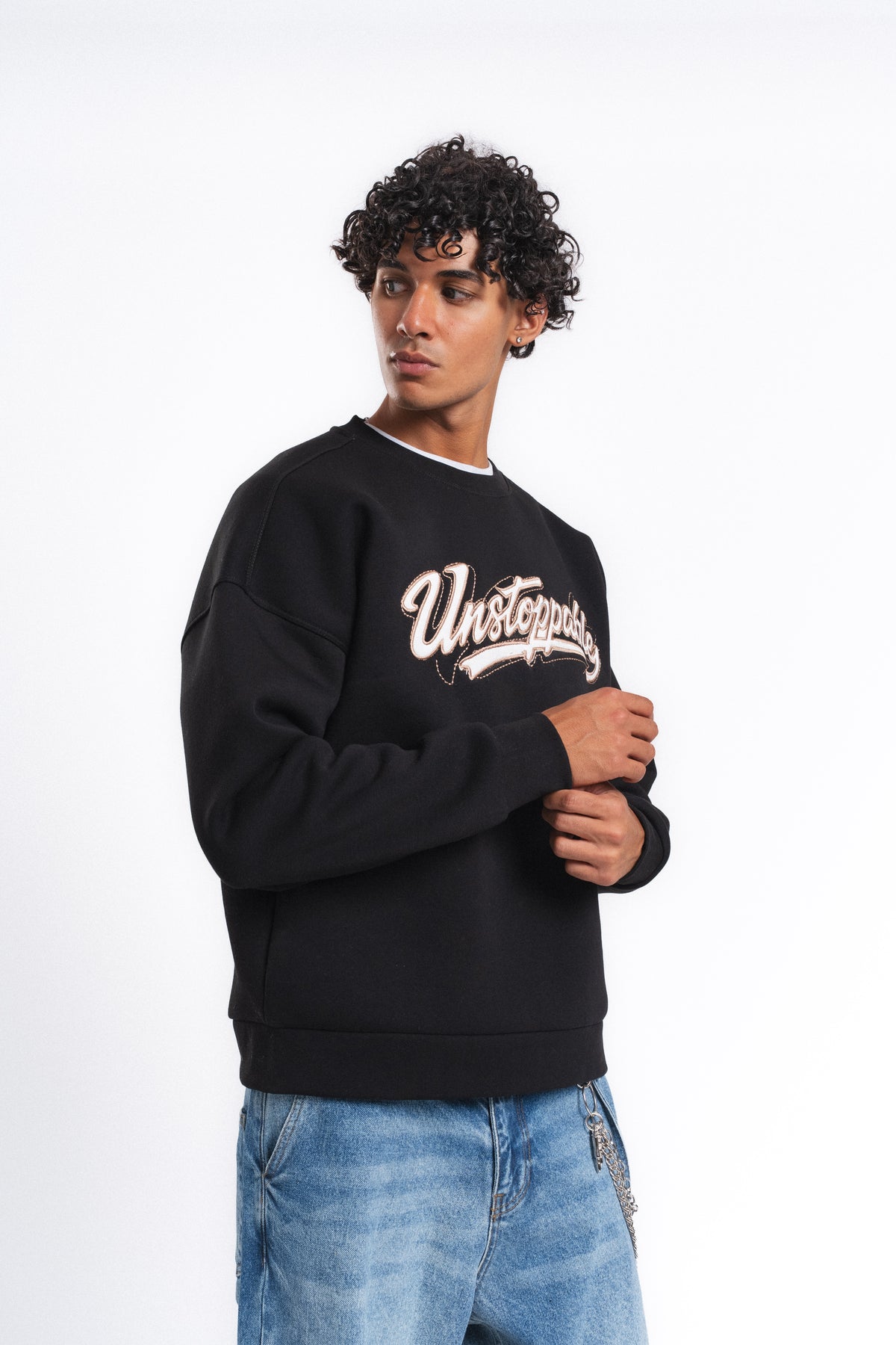 Unstoppable Logo Baskılı Sweatshirt Siyah