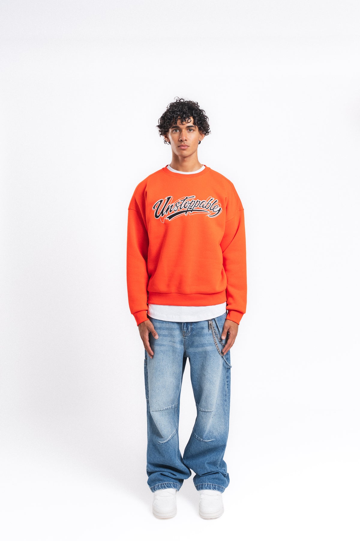 Unstoppable Logo Baskılı Sweatshirt Turuncu