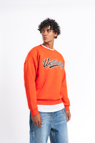 Unstoppable Logo Baskılı Sweatshirt Turuncu