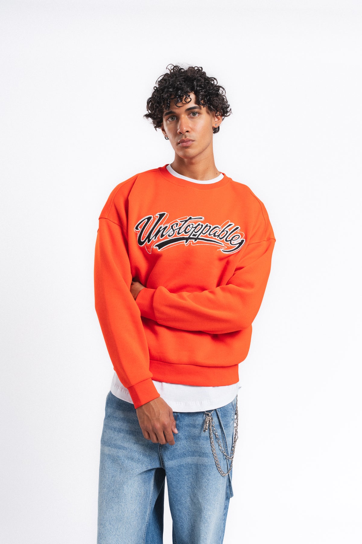 Unstoppable Logo Baskılı Sweatshirt Turuncu