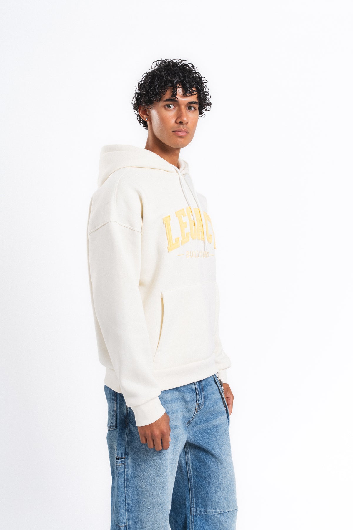 Legacy Baskılı Kapüşonlu Sweatshirt Ekru