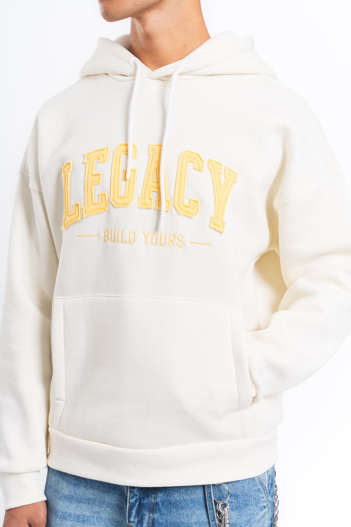 Legacy Baskılı Kapüşonlu Sweatshirt Ekru