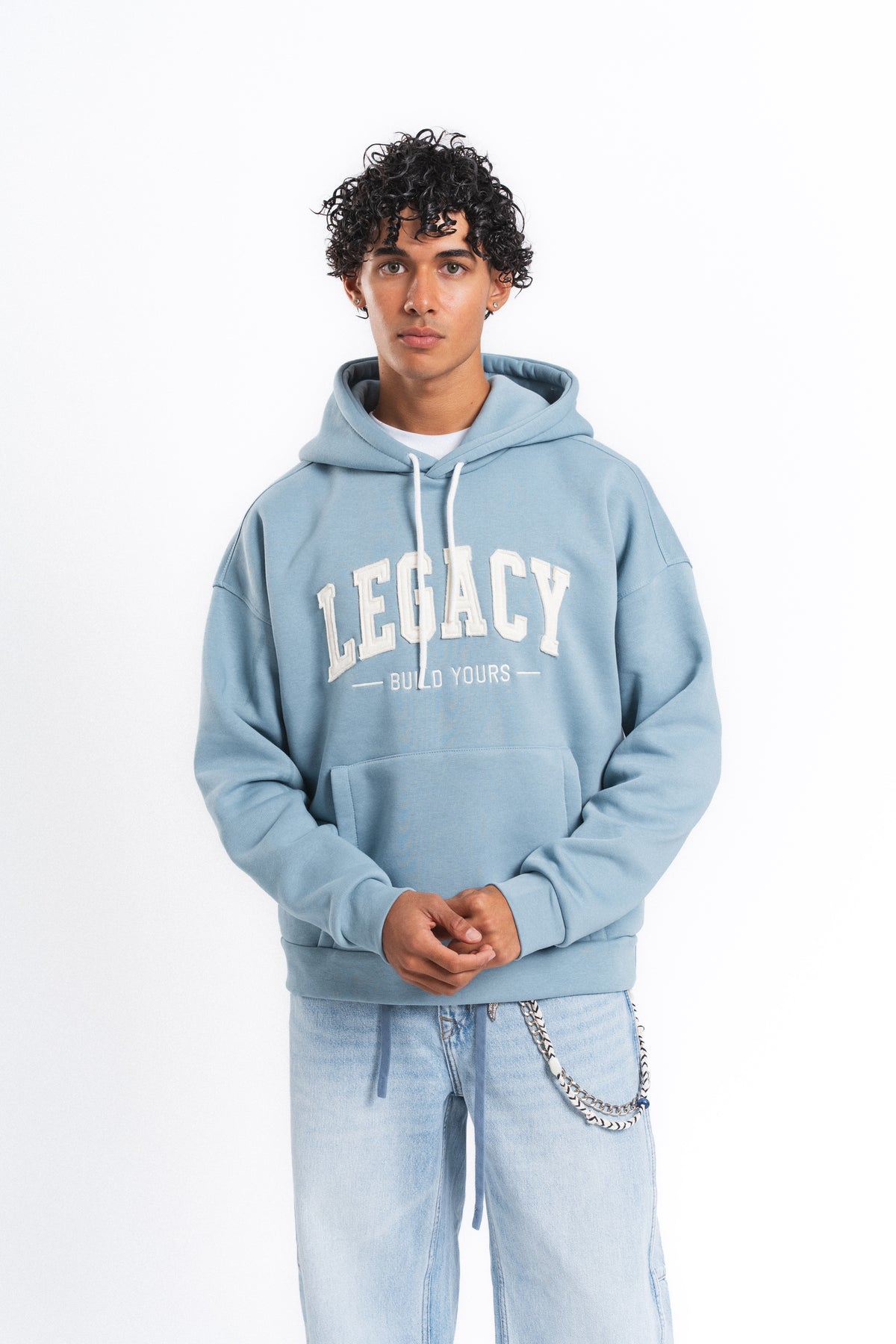 Legacy Baskılı Kapüşonlu Sweatshirt Mavi