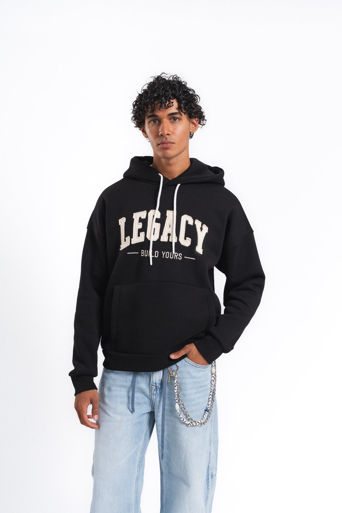 Legacy Baskılı Kapüşonlu Sweatshirt Siyah