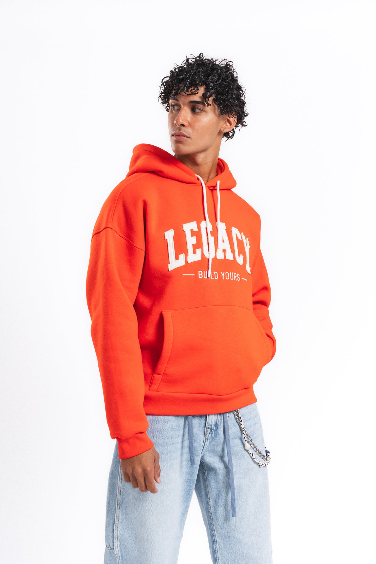 Legacy Baskılı Kapüşonlu Sweatshirt Turuncu