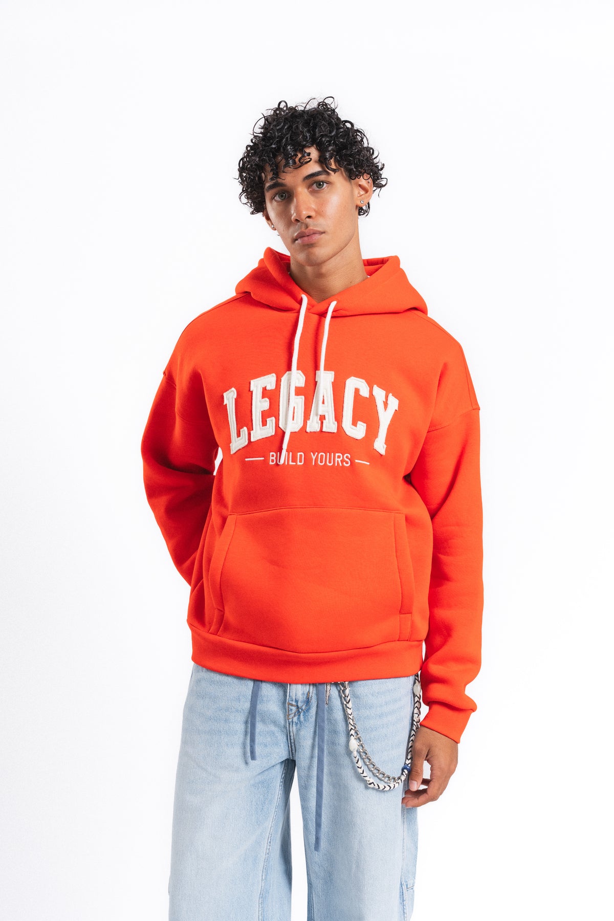 Legacy Baskılı Kapüşonlu Sweatshirt Turuncu