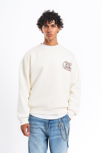 Generous Leopar Grafik Sweatshirt Ekru