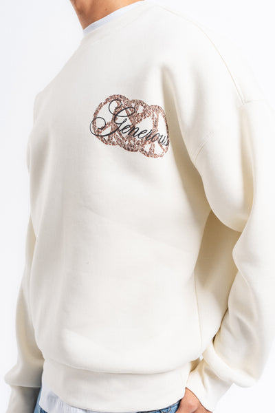 Generous Leopar Grafik Sweatshirt Ekru