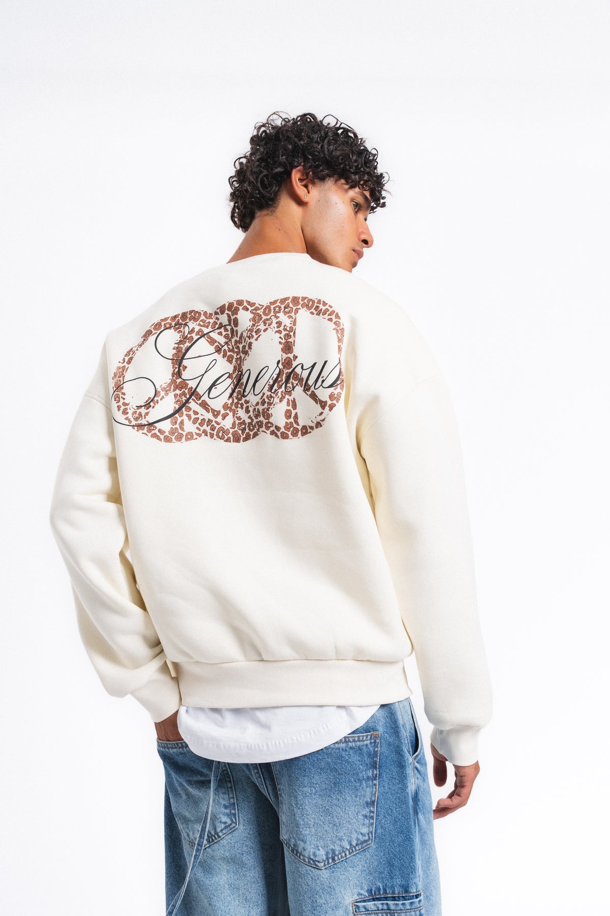 Generous Leopar Grafik Sweatshirt Ekru