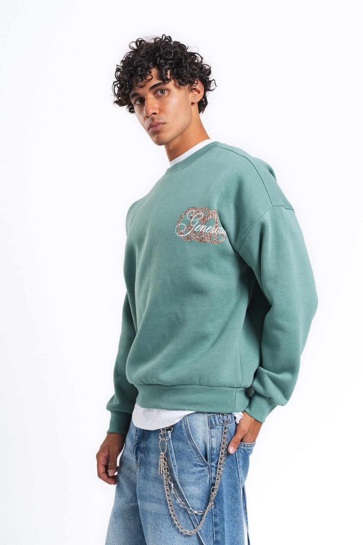 Generous Leopar Grafik Sweatshirt Mint