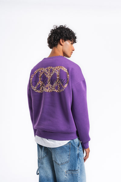 Generous Leopar Grafik Sweatshirt Mor