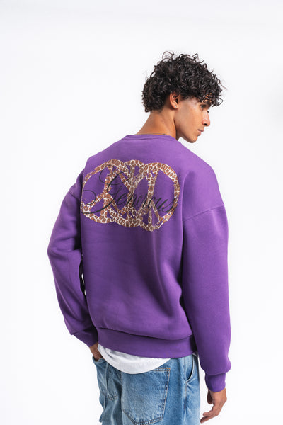 Generous Leopar Grafik Sweatshirt Mor