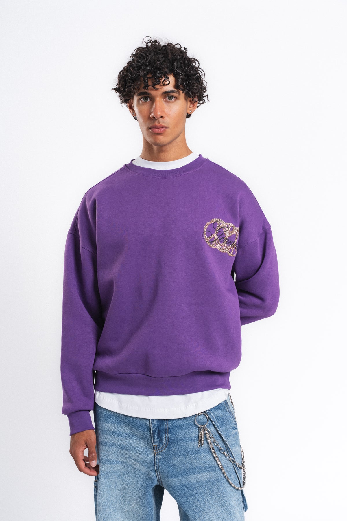 Generous Leopar Grafik Sweatshirt Mor