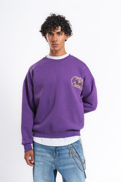 Generous Leopar Grafik Sweatshirt Mor