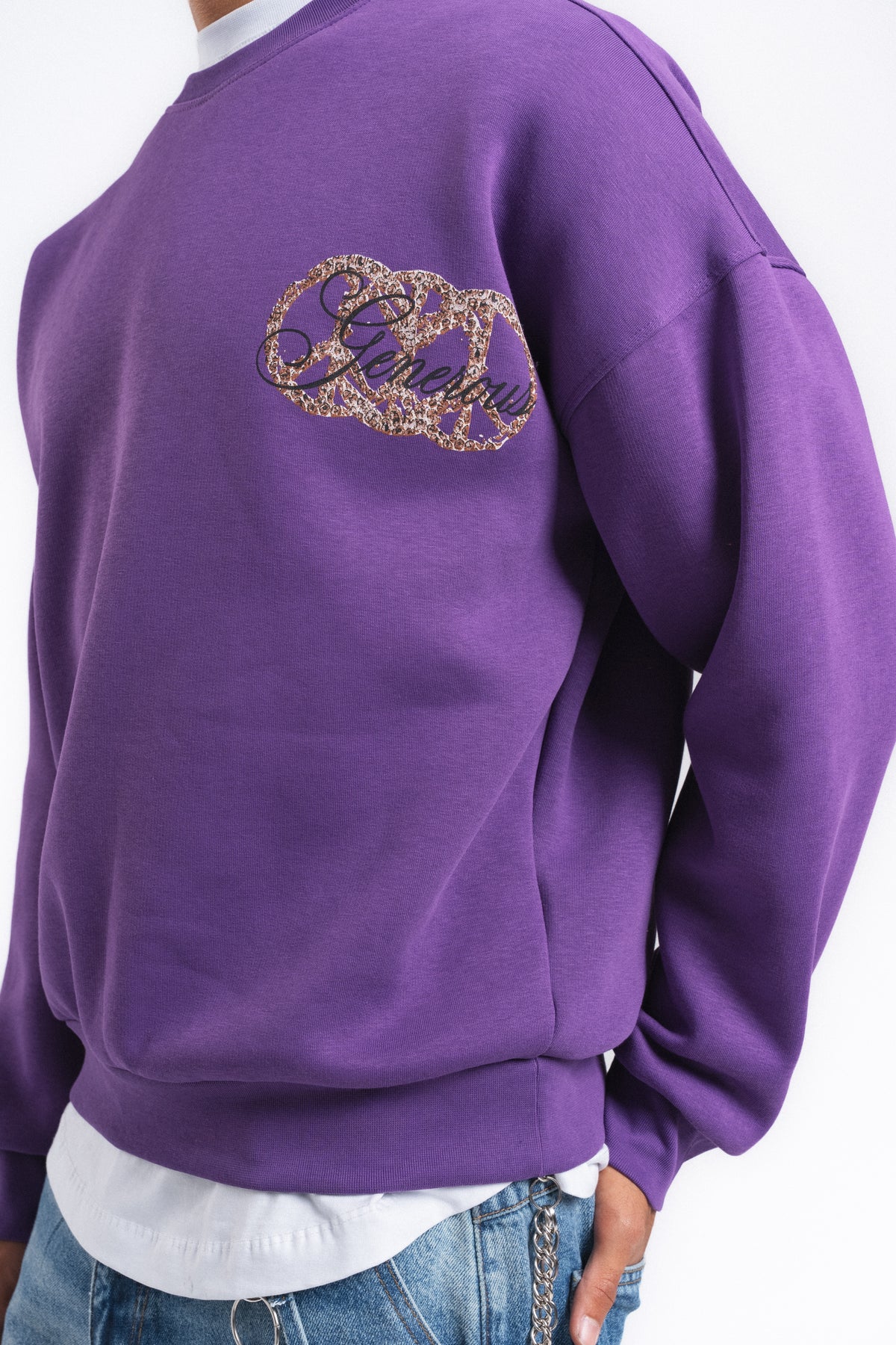 Generous Leopar Grafik Sweatshirt Mor