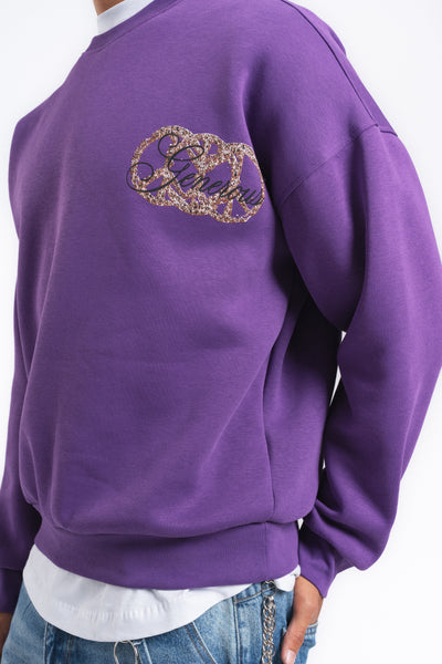 Generous Leopar Grafik Sweatshirt Mor