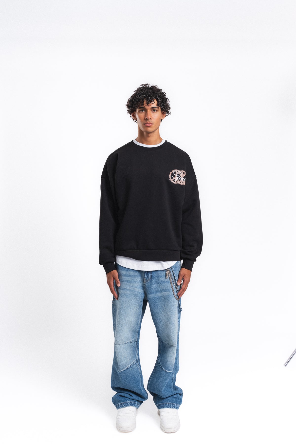 Generous Leopar Grafik Sweatshirt Siyah