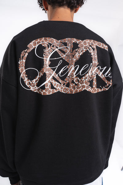 Generous Leopar Grafik Sweatshirt Siyah