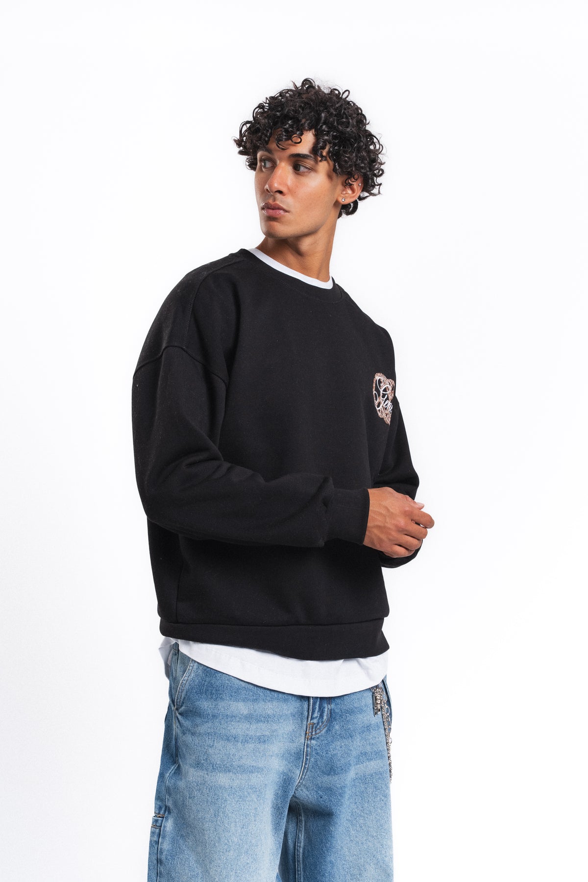 Generous Leopar Grafik Sweatshirt Siyah