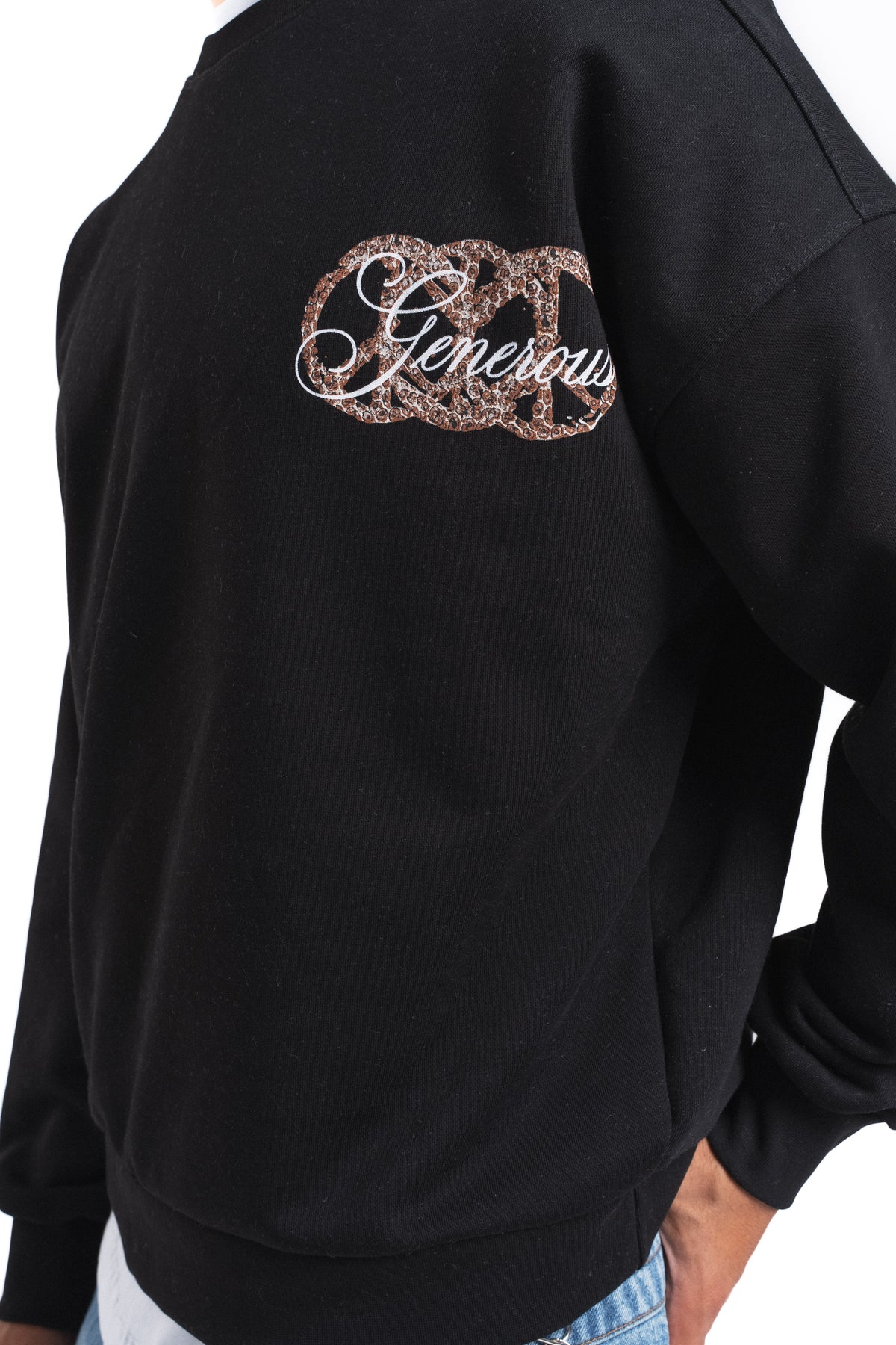 Generous Leopar Grafik Sweatshirt Siyah