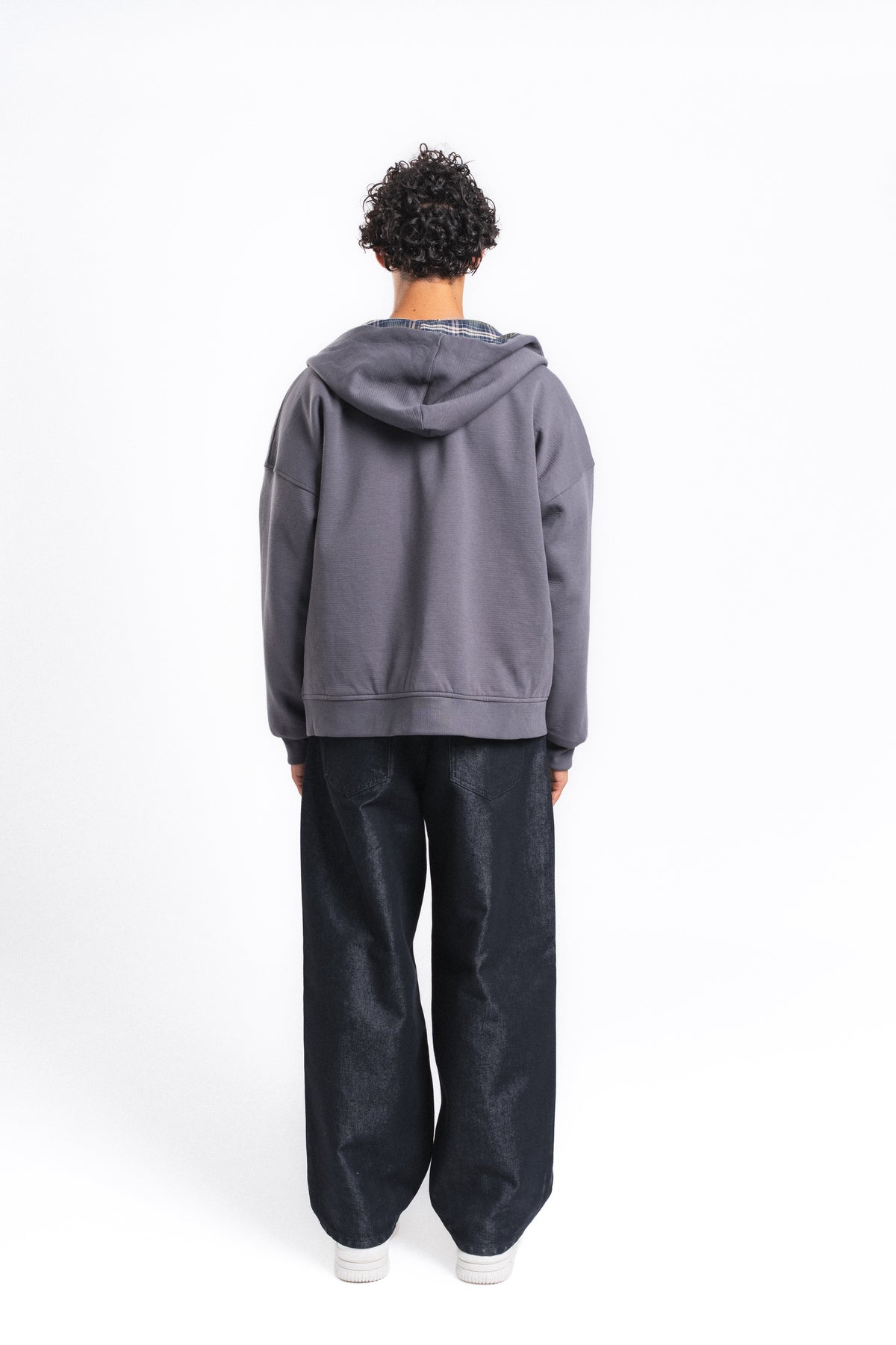 Switch Kareli Çift Taraflı Fermuarlı Hoodie Antrasit