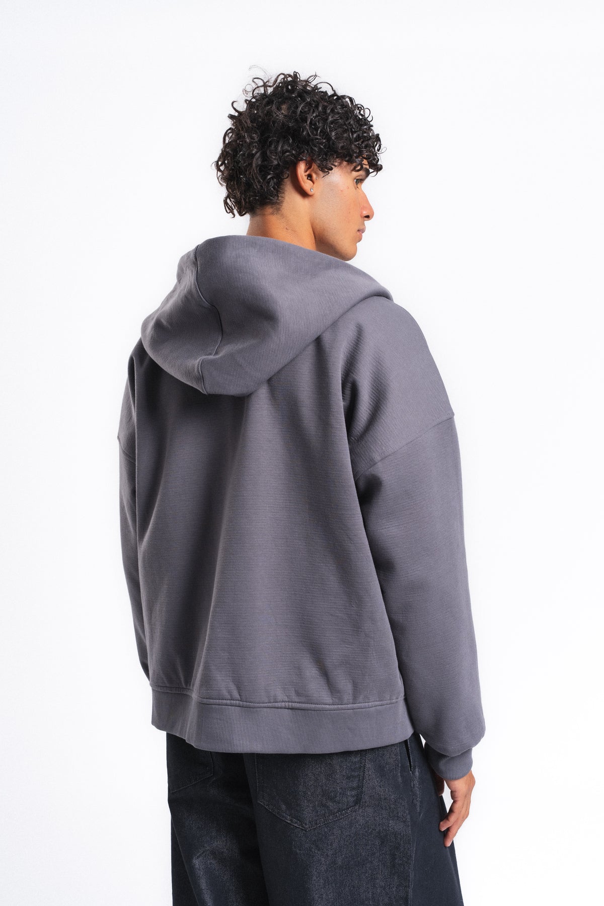 Switch Kareli Çift Taraflı Fermuarlı Hoodie Antrasit