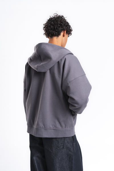 Switch Kareli Çift Taraflı Fermuarlı Hoodie Mavi