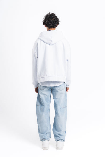 Switch Kareli Çift Taraflı Fermuarlı Hoodie Mavi